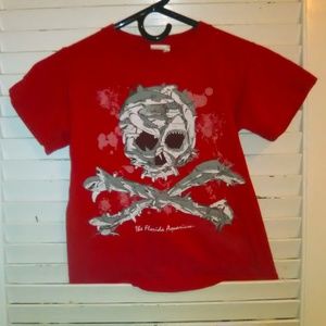 Boys Skull Florida Aquarium Tee Shirt Size 4